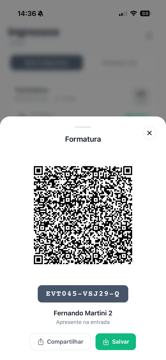 QR Code do ingresso