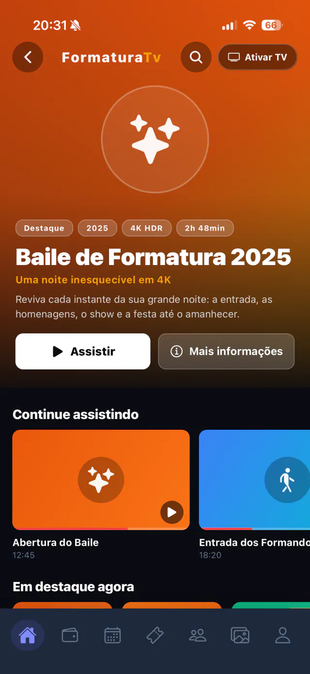 FormaturaTV en el móvil con Baile de Graduación 2025 en 4K HDR y seguir viendo