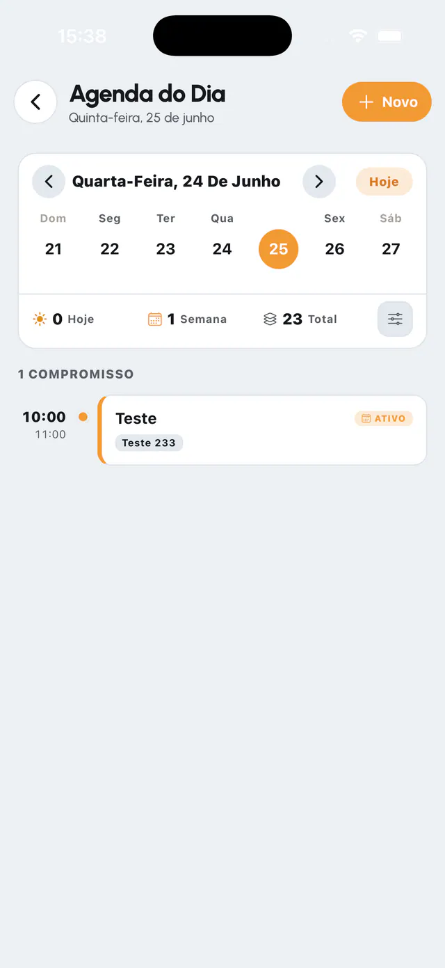 Agenda quotidien avec les rendez-vous et la navigation par semaine